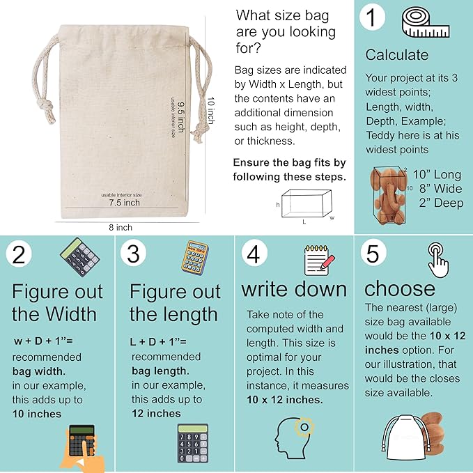 100Pcs 5 x 8 Inches Premium Cotton Muslin Double Drawstring Bags, Reusable Bag Natural Cotton Bags with Drawstring Produce Bags Bulk Gift Bag Jewelry Pouch for Party Wedding Home Storage - Image 7