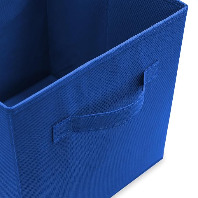Casafield Set of 12 Collapsible Fabric Cube Storage Bins, Royal Blue - 11" Foldable Cloth Baskets for Shelves, Cubby Organizers & More - Image 3
