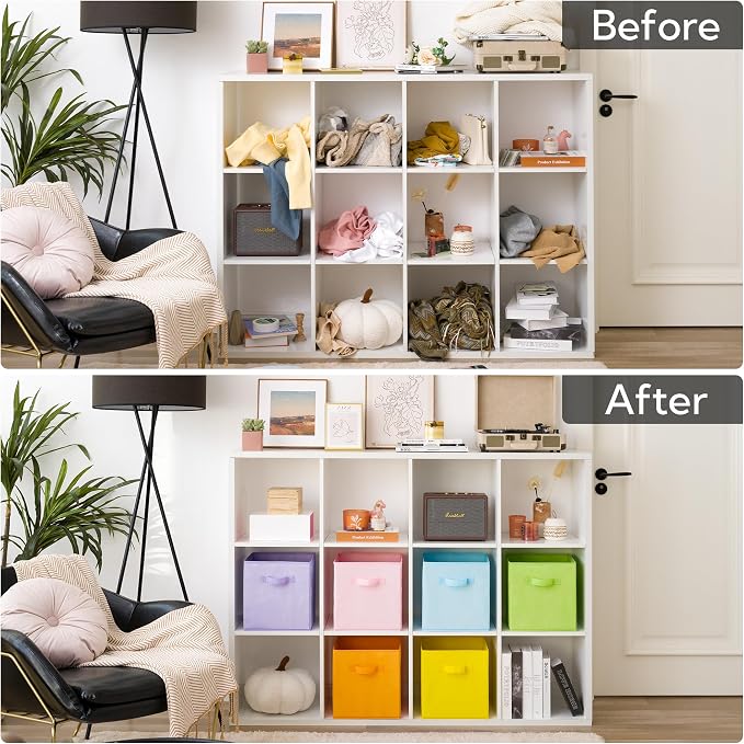 GRANNY SAYS 11x11 Storage Cube Organizers, Pastel Color, 6-Pack | Collapsible Storage Boxes with Thickened Base Plate, Sturdy Handles, Decorative Baskets for Shelves, Closet - Image 7