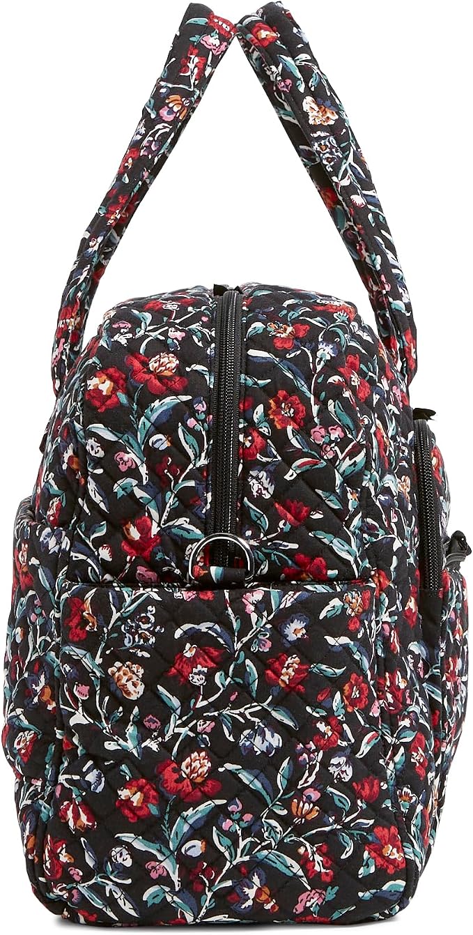 Vera Bradley Women's Cotton Weekender Travel Bag, Perennials Noir, One Size - Image 7