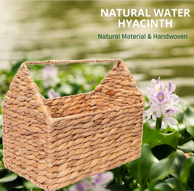 NAYA 13.7" House Water Hyacinth Storage Basket – Shelf Organizer | Handwoven water hyacinth basket design for toys, books and nursery organization. - Image 4