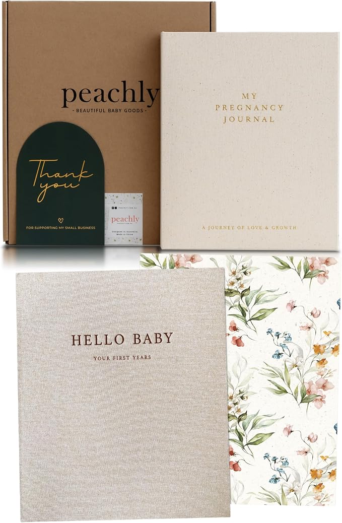 Pregnancy Journal & Baby Memory Book Bundle – Baby Book Keepsake for Expecting Moms, Newborn Milestones & First Year Moments – Baby Gift for Baby Showers & New Parents (Girl) by PeachlyKeepsakeBooksPregnancyBabySchool