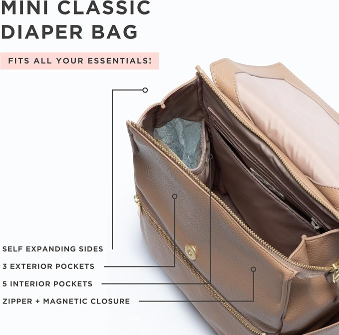 Freshly Picked Mini Diaper Bag II Backpack – Premium Vegan Leather Small Baby Bag without Changing Pad, Compact, Lightweight & Stylish for Moms On-the-Go, Toffee - Image 5