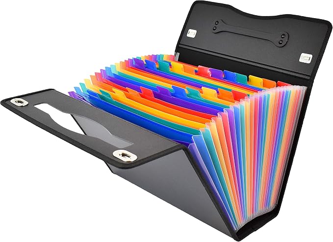 CNK Accordion File Folders with 24 Pockets Organizer for Document Paper Storage Folder Documents Expanding Binder Folio Pocket Receipt Filing Expandable Files Dividers Labels Letter Durable Handle - Image 2