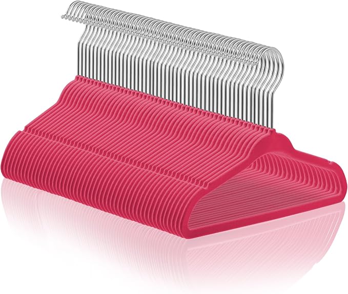 Casafield 50 Velvet Baby Hangers - 11" Size for Infant & Toddler Clothes - Pink by Casafield