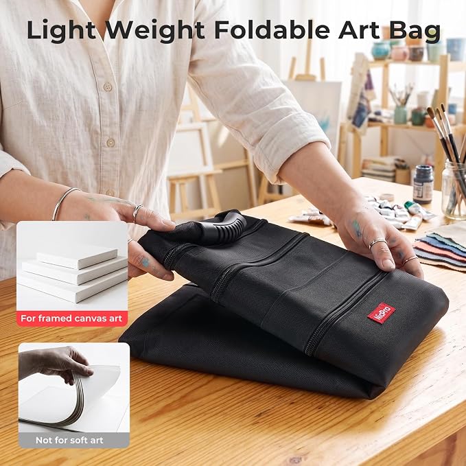 Nicpro Light Weight Art Portfolio Bag, 18" x 24" Art Canvas Portfolio Case | with Detachable Shoulder Strap, Leather Corners, Carrying Storage Case for Artwork, Poster, Sketching, and Drawing, Black - Image 8