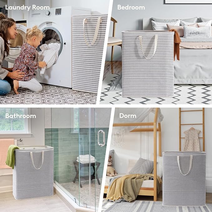 Lifewit 1 Pack Laundry Basket 125L Each, Collapsible Clothes Hamper with Reinforced Handles, Freestanding Waterproof Design for Bedroom and Laundry Room, Grey 125L Total - Image 7