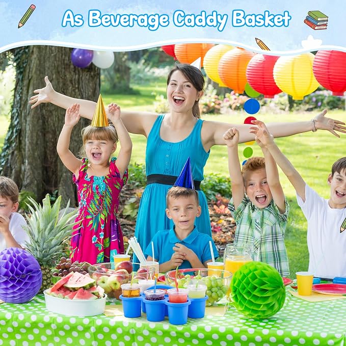 Novabright 12 Pack Classroom Caddy, Stackable Plastic Caddy Storage Basket with Handle for Kids, Table Desk Office Arts, Crafts, Crayon, Marker, Pencil, School Supplies (Assorted Colors) - Image 4