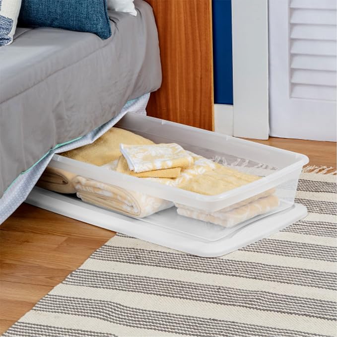 Sterilite 12-Pack 41 Quart Storage Box, Stackable Clear Plastic Bins with Snap-On Lids - Heavy-Duty Organizing Containers for Closet, Bathroom, and Office - Image 6