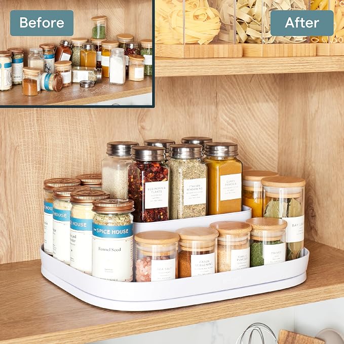 YouCopia MagicTrack Spice Turntable, 2-Tier Rectangle Lazy Susan Organizer - Image 7