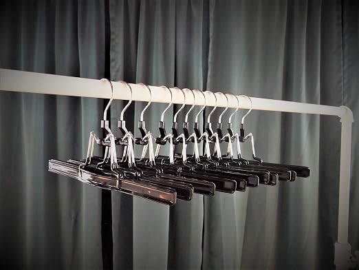 NAHANCO 10” Non Slip Metal Skirt/Pant Hanger with Rubberized Clamp, Black - 12 Pack - Image 9