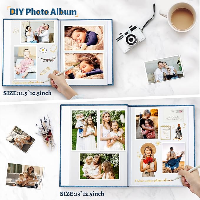 Artfeel Photo Album Self Adhesive Scrapbook,Large Photo Book for 4x6,5x7,8x10 Pictures,DIY Album for Baby Wedding Family Travel Birthday,with Metallic Pen and Scraper - Image 3