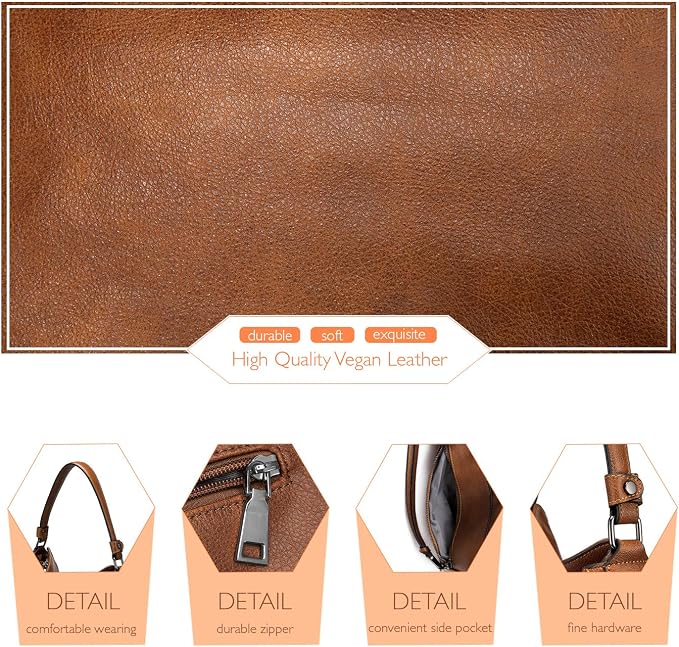 Hobo Crossbody Bag for Women, Designer Shoulder Purse Handbags - Image 8