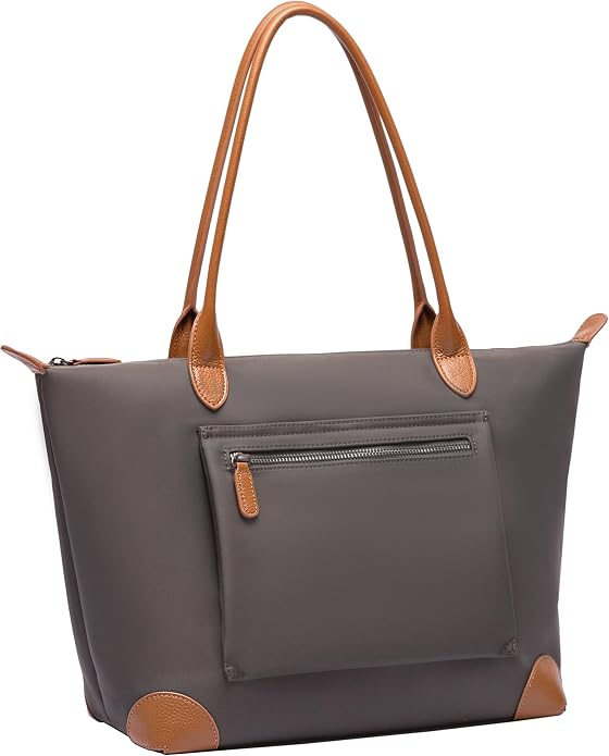 DORIS&JACKY Women Lightweight Tote Bag Designer Leather Work Shoulder Purse | Large Foldable Waterproof Nylon Hobo, Soft Fashion Casual Travel Gym Shopping Handbags with Long Leather Strap by DorisJacky