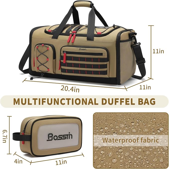 BOSSTIN Gym Bag for Men & Women, 45L-50L Expandable Sports Duffle Bag | Convertible Duffel Backpack, Comes with Toiletry Bag, Shoe Compartment & Wet Pocket, for Workout, Weekender, Overnight Travel - Image 2
