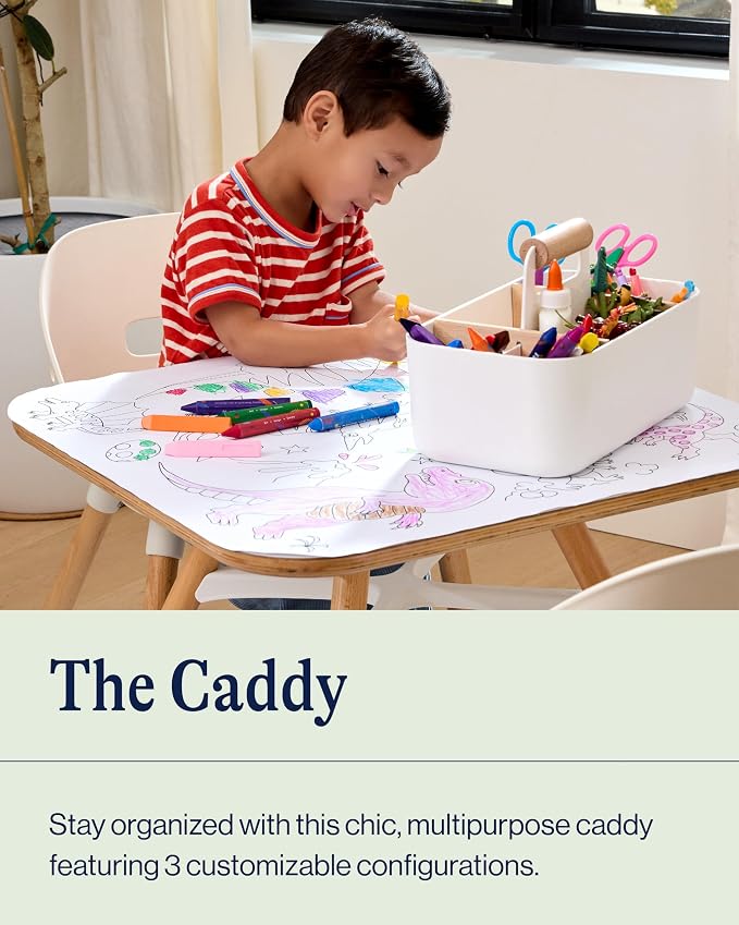 Lalo The Caddy - Modular Caddy Organizer with Handle and Removable Dividers - Portable Tote for Art Supplies, Diaper Storage, Bathroom - Coconut - Image 2