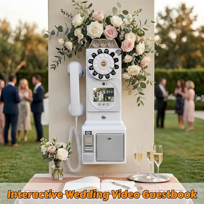 RetroVox Video & Audio Guest Book Wedding Phone Guestbook Creative Easy to Use & Fun Engagements Anniversaries Baby Showers Graduation (A Video Red) - Image 3