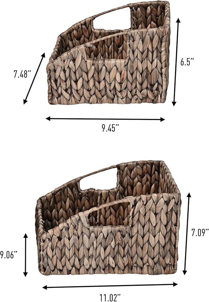 happimess Havanah 2-Piece Slanted Pantry Baskets Hyacinth 11", Gray Brown | Southwestern Style, Hand-Woven Design, Nesting Storage, Built-In Handles, Iron Frame, Decorative Containers - Image 2