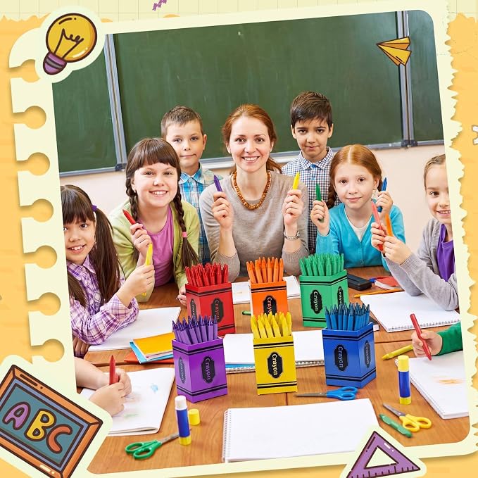 Tenceur 24 Pcs Acrylic Crayon Holder Organizer for Classroom | Rainbow Pen Holder,Crayon Organizer,Marker Storage Dispenser,Back to School for Classroom School Art Storage Supplies - Image 5