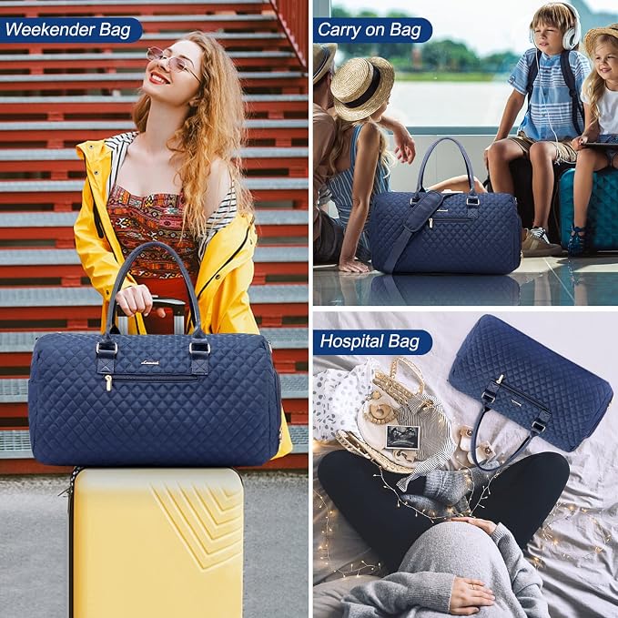 LOVEVOOK Travel Duffle Bag, Weekender Bag for Women with Toiletry Bag, Carry on Overnight Bag with Shoe Compartment, Gym Duffel Bag with Wet Pocket, Mommy Hospital Bags for Labor and Delivery - Image 6
