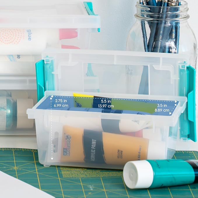 IRIS USA Storage Bins with Lids |Made in USA| 1 Qt - (6-Pack) - Clear | Sensory Craft Organizers, Plastic Clip Box Totes, Flat Containers for Organizing Paper, Office, Art & Study Supplies - Image 3