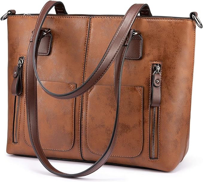 LOVEVOOK Purses Tote Bag for Women, Retro Large Shoulder Handbag, Leather Work Bag with Multi-Pockets, Gifts for Teacher, Mom by LOVEVOOK