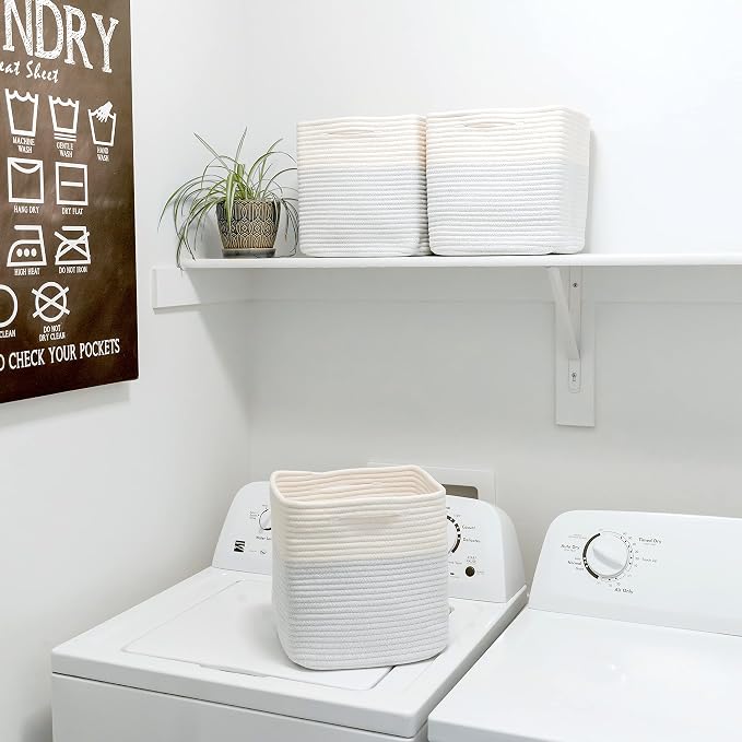 NaturalCozy Storage Cubes 11 Inch Cotton Rope Woven Baskets for Organizing, 3-Pack | Cube Storage Bin | Square Storage Baskets for Shelves Organizer, Classroom, Kids Toy Bins, Closet, Baby Nursery - Image 9