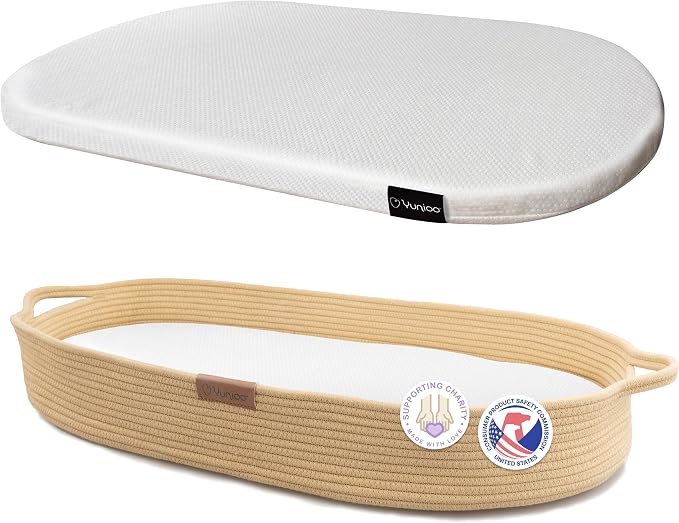 Baby Changing Basket, Portable Diaper Changing Pad, Moses Basket for Newborns, Changing Table Topper for Baby Nursery, Waterproof Travel Pad Cover by Yunioo