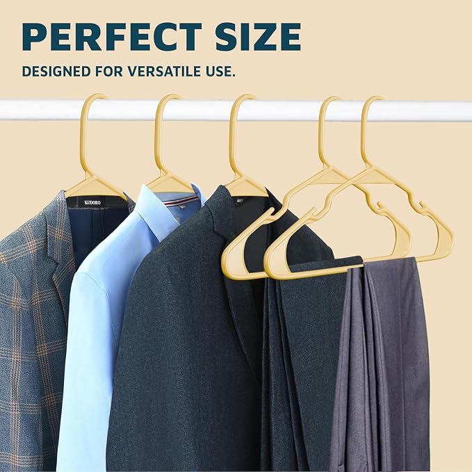 Lifemaster Plastic Clothes Hangers – Heavy Duty Hanger Set, for Organizing Clothes, Dresses, and Coat, Holds Up to 5 lbs, Space-Saving Hangers with Non-Slip Shoulder Grooves, Pack of 100, Yellow - Image 10
