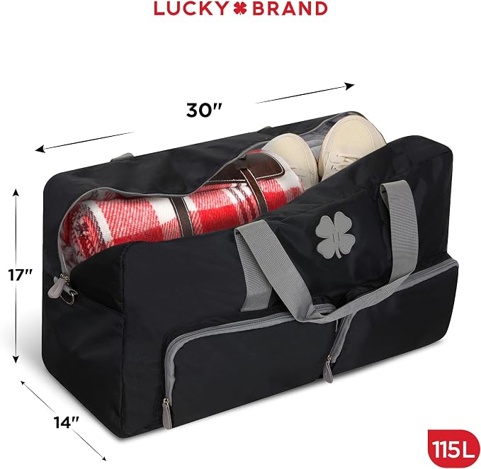 Lucky Brand Large Duffle Bag for Travel, Foldable Weekender Duffel bag | Travel Overnight Duffel bag, Adjustable Shoulder Strap, Front Zip Pockets, Spacious Capacity, Unisex Lightweight Travel Bag - Image 2