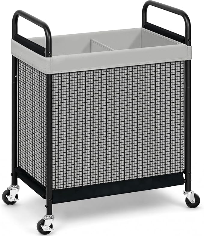 STORAGE MANIAC Rolling Laundry Hamper with Wheels 2-Section Laundry Sorter Rolling Laundrys Basket on Wheels with Removable Bag Clothes Hamper Laundrys Organizer Cart Bathroom Bedroom 100L Grey by STORAGEMANIAC