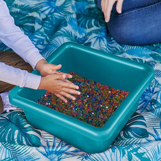 ECR4Kids Stackable Square Bins with Non-Snap Lids, Multipurpose Organization, Turquoise, 2-Pack - Image 7