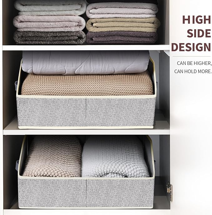 Closet Organizers Bins 18 Packs - Large Closet Shelf Organizer with Handles, Fabric Trapezoid Storage Bins, Collapsible Storage Cubes for Clothes, Towels, Light Gray - Image 5