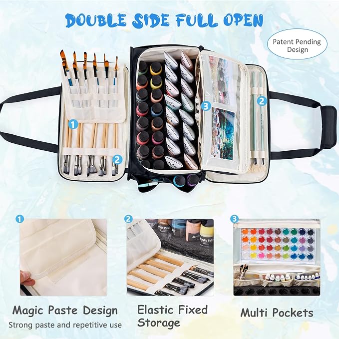 SFYBYHEART Acrylic Paint Storage, Craft Organizer, Art Supply Organizer, Art Tote Bags, Paints Brush Holder for Apple Barrel Acrylic Painting, Palette Board - Image 3