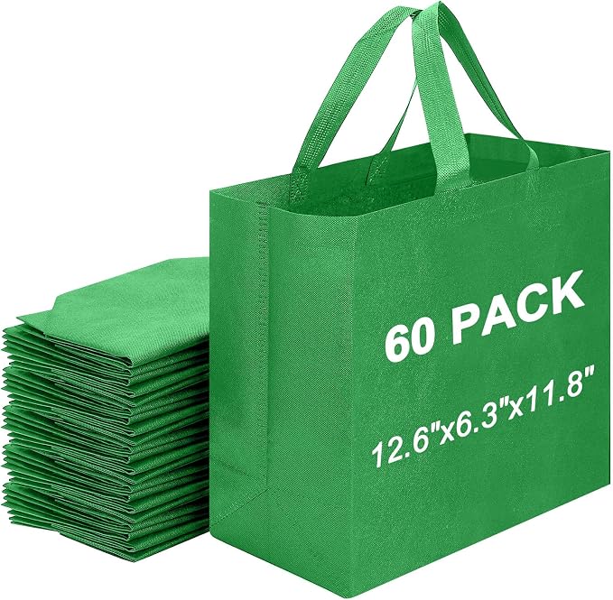 Reusable Grocery Bags 12.6 * 6.3 * 11.8 in - Non Woven Totes Bag with Reinforced Handles, Shopping Bags Bulk by Unknown