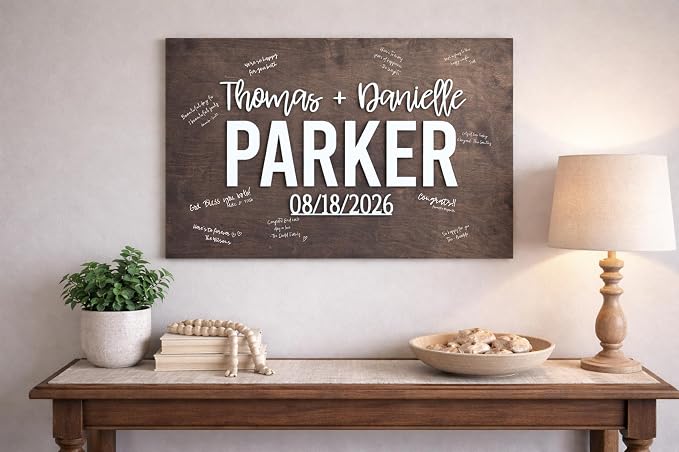 Personalized Last Name Guest Book, Unique Guest Book Sign, Custom Alternative Guest Book, Wooden Guest Book, Wedding Ceremony Guestbook Sign (Design 9) - Image 8