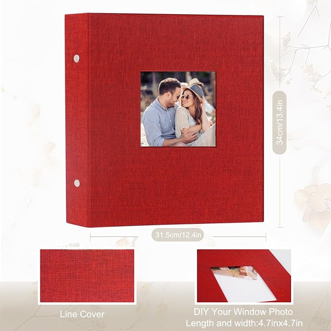 Photo Album 6x4 1000 Pockets Slip in Large Capacity Album for Family Wedding Anniversary Linen Album Book Holds 1000 Horizontal and Vertical 10x15cm Photos(1000 Pockets, Red) - Image 2