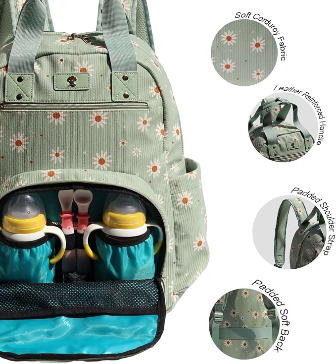 Diaper Bag Backpack Corduroy Multifunction Baby Fashion Travel Pack office Laptop Bag - Image 2