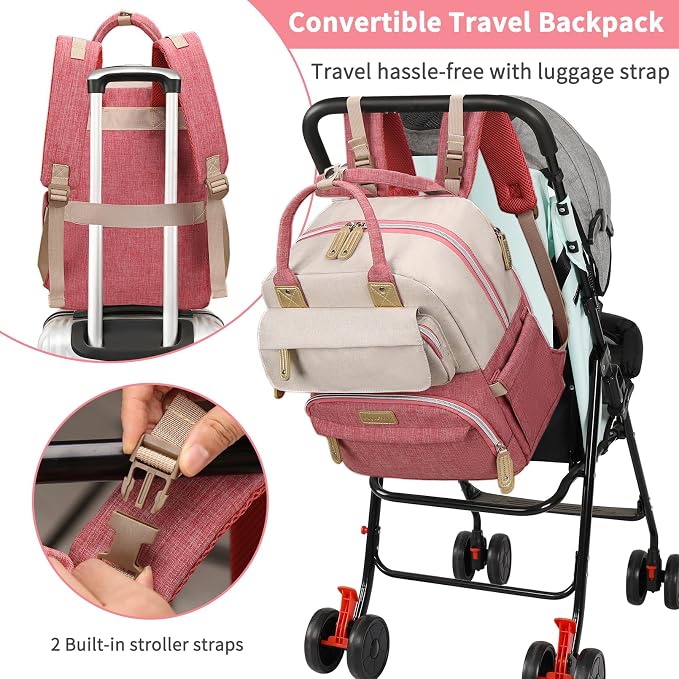 Legestori Diaper Bag Backpack, Baby Girl Diaper Bag, Large Diaper Bag Backpack Gift for Girls, Baby Diper Backpack for Travel with Insulated Pockets and Stroller Straps - Image 6