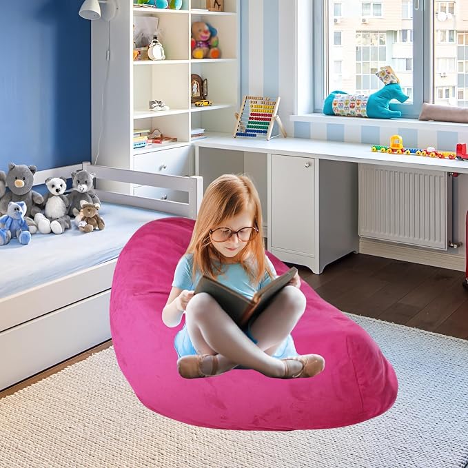 Bean Bag Stuffed Animal Storage Chair Cover (No Filler) for Kids and Adults. Extra Large Bird's Nest Beanbag Memory Foam Soft Premium (Pink, 2.5 ft (Cover Only)) - Image 6