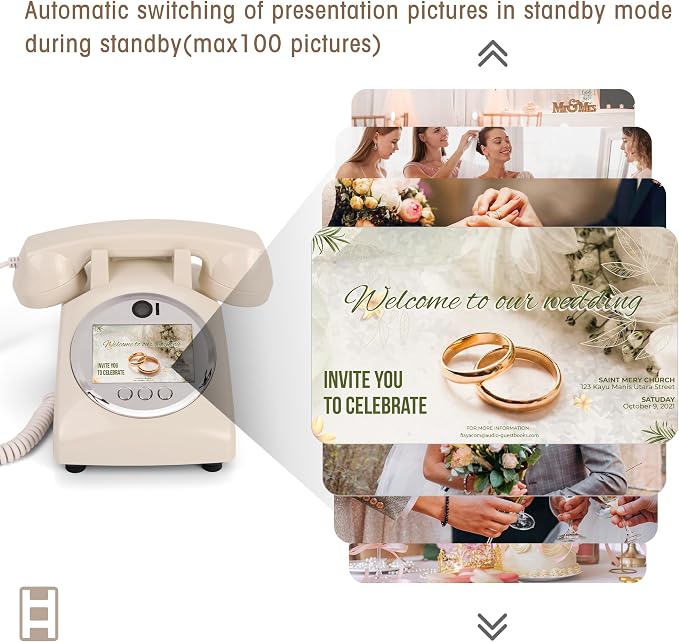 Video Audio Guest Book Wedding Phone,1080P HD Video Phone Guestbook, Preserve Your Special Occasions, Ideal for Wedding Bridal Shower, Birthday, Graduations, Baby Shower(02) - Image 4