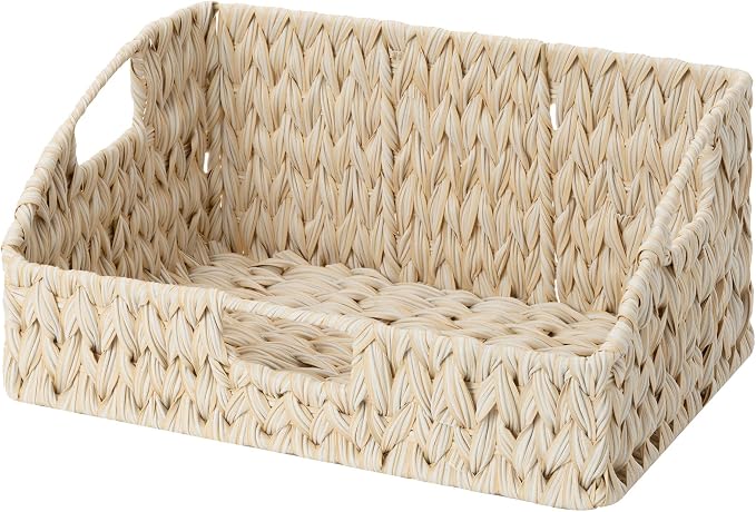 GRANNY SAYS Wicker Storage Baskets for Shelves, Large Wicker Basket | Wicker Storage Baskets for Pantry, Open Front Basket for Shelves, Kitchen Storage Baskets, Decorative Basket for Home Decor by GRANNYSAYS
