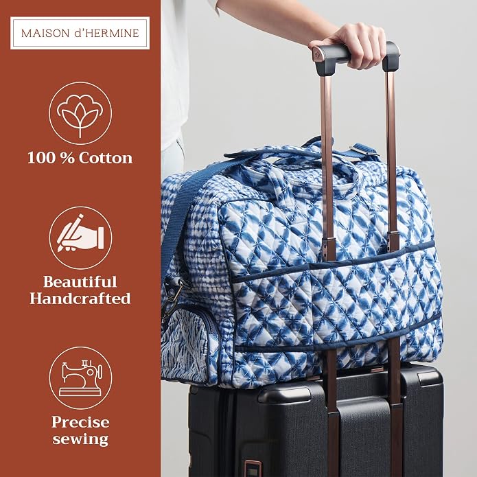 Maison d' Hermine Weekender Bags for Women Cotton Quilted Duffel Overnight Luggage Weekend Bag for Men Gym Gifts Travel | Overnight Luggage Weekend Bag for Men Gym Sports Gifts Duffle bag Business Travellers Trip Spring Summer - Image 4