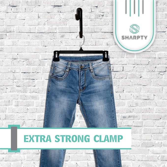 Pant & Skirt Hangers - Closet Hangers for Shorts, Shirts, Jeans, Dresses, Slacks, Coats, Clothes, Clothing, Garments & More - Durable, Space Saving & Non-Slip, Black - 75 Pack - Image 4