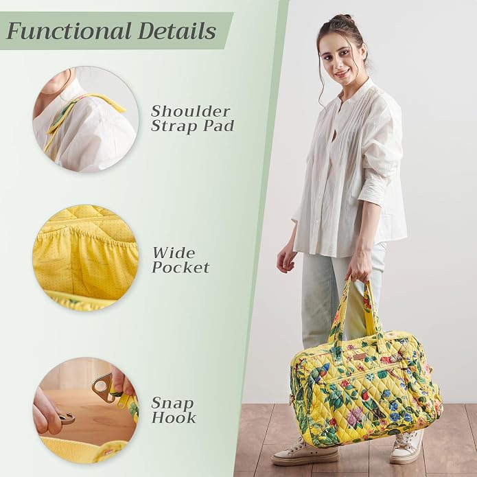 Maison d' Hermine Weekender Bags for Women Cotton Quilted Duffel Overnight Luggage Weekend Bag for Men Gym Gifts Travel | Overnight Luggage Weekend Bag for Men Gym Sports Gifts Duffle bag Business Travellers Trip Spring Summer - Image 5