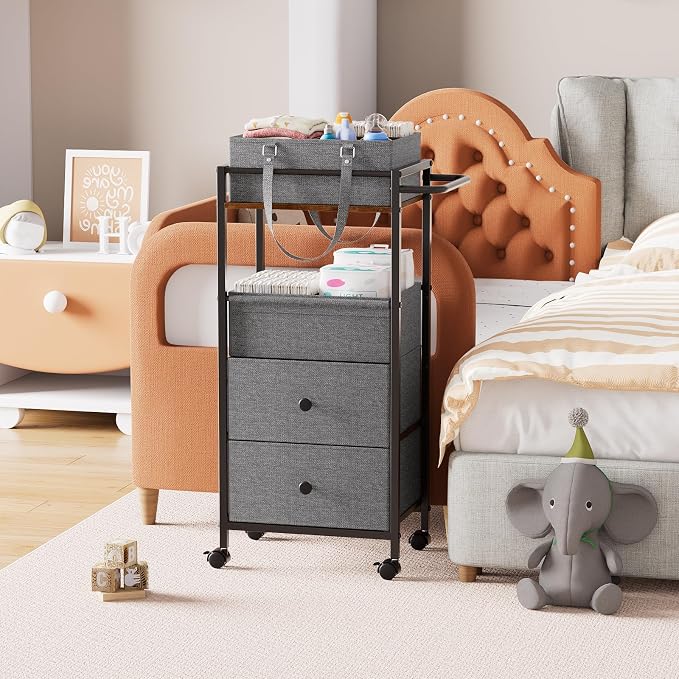 3In1 Modanais Baby Diaper Caddy Organizer Cart with Drawers, Black | Rolling Storage Cart, Removable Diaper Caddy, Detachable Dividers - for Crib, Bedroom, Art & Craft Organizer - Image 7