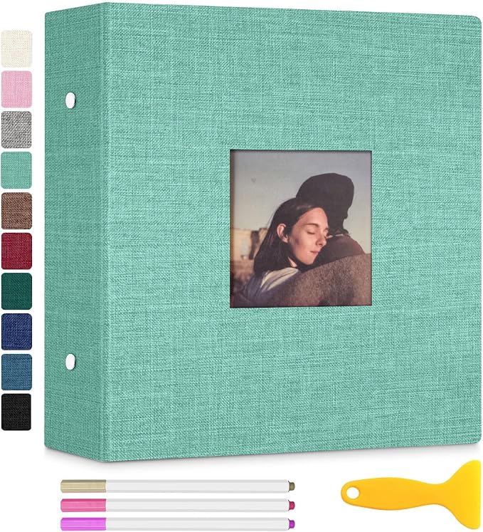 Zesthouse Photo Album Self Adhesive 60 Pages, 3-Ring Scrapbook Albums Holds 3x5 4x6 5x7 6x8 8x10 Photos (Green, 11"x10.6"/White 60 Pages) by Zesthouse