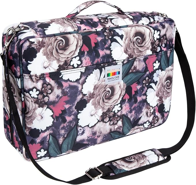 YOUSHARES Big Capacity Colored Pencil Case - 480 Slots large Pen Case Organizer with Multilayer Holder for Prismacolor Colored Pencils & Gel Pen (Grey Rose) by YOUSHARES