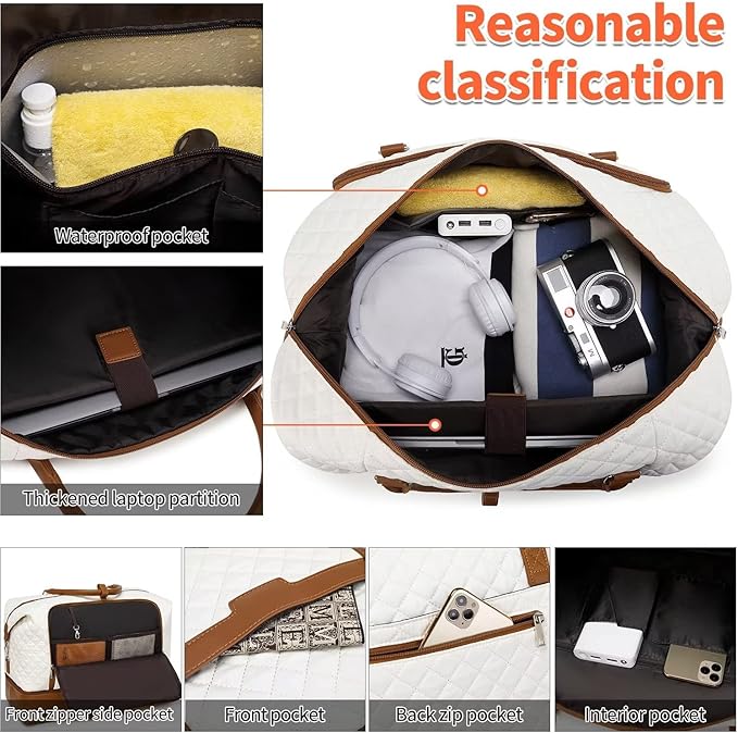 Weekender Bag, Large Travel Duffel Bag for Women, Carry on Overnight Bag with Shoe Compartment and Toiletry Bags - Image 3