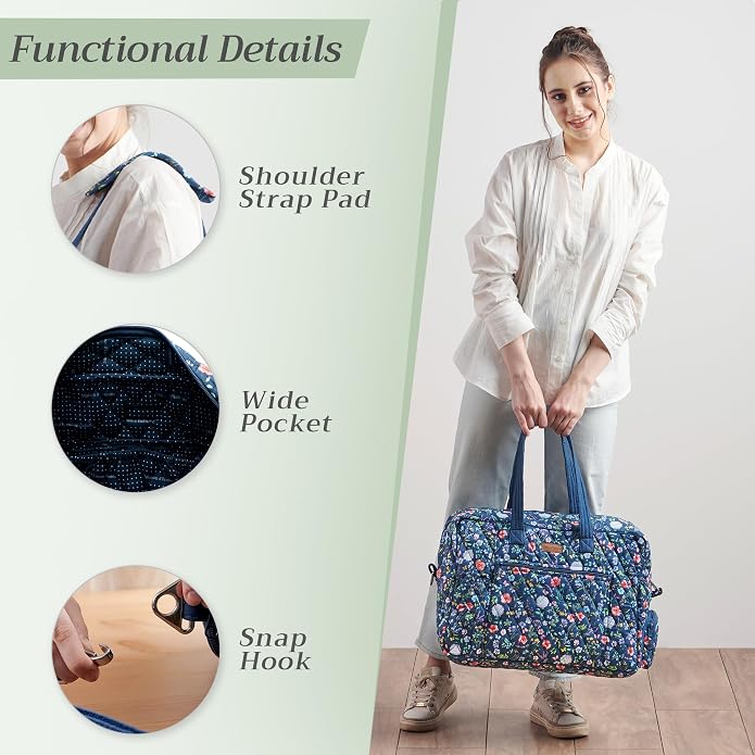 Maison d' Hermine Weekender Bags for Women Cotton Quilted Duffel Overnight Luggage Weekend Bag for Men Gym Gifts Travel | Overnight Luggage Weekend Bag for Men Gym Sports Gifts Duffle bag Business Travellers Trip Spring Summer - Image 5